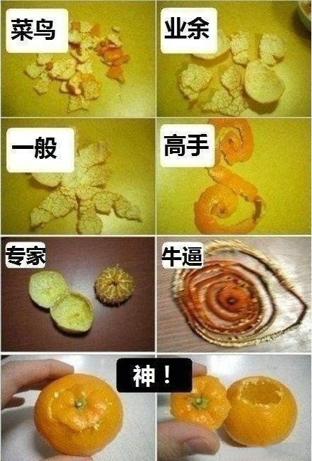 不同级别的橙子艺术