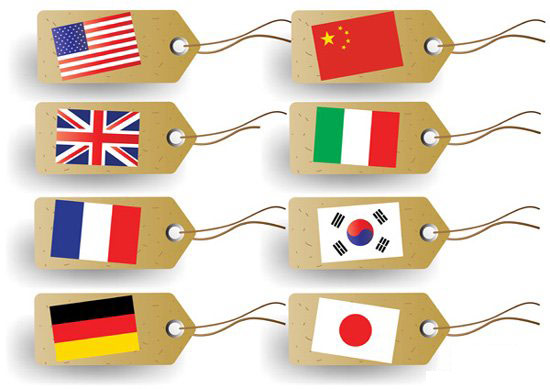 其他国家国旗标签