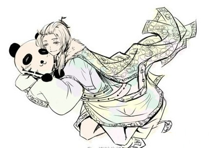 中国地图卡通妹与熊猫