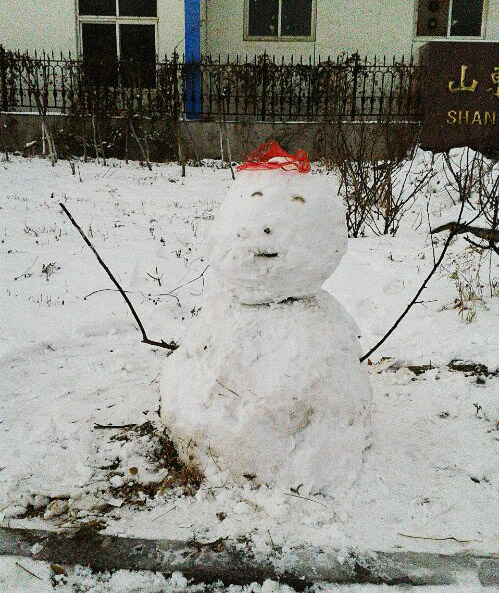 二货的雕刻师。做出来的屌丝雪人