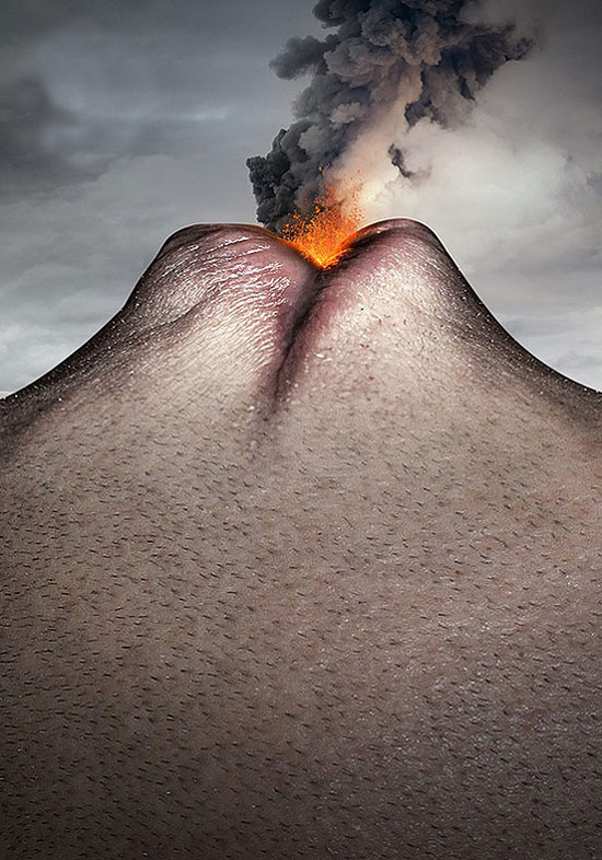 即将火山爆发的火山口